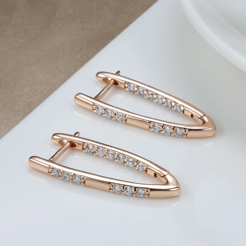 Geometric Natural Zircon Drop Earring High Quality Daily Jewelry - Image 3