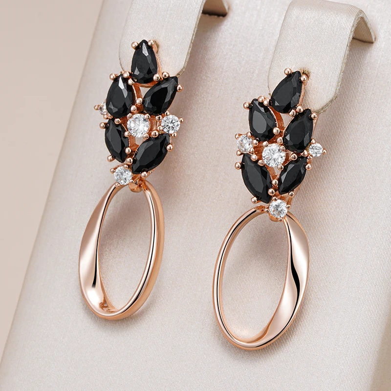Rose Gold Color Glossy Hollow Geometric Drop Earring