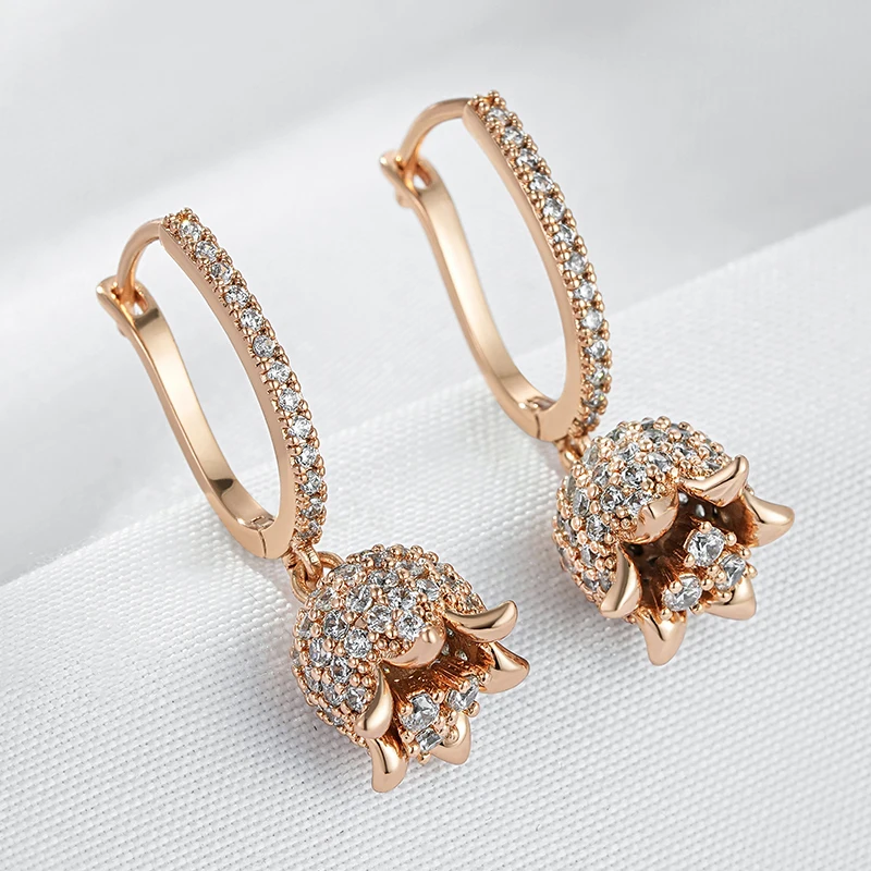 Shiny Natural Zircon Long Drop Earring H1600 - Image 4