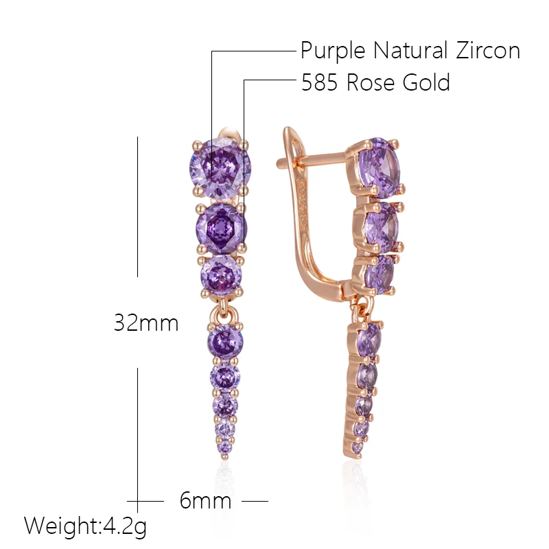 Purple Natural Zircon Drop Earrings - Image 2