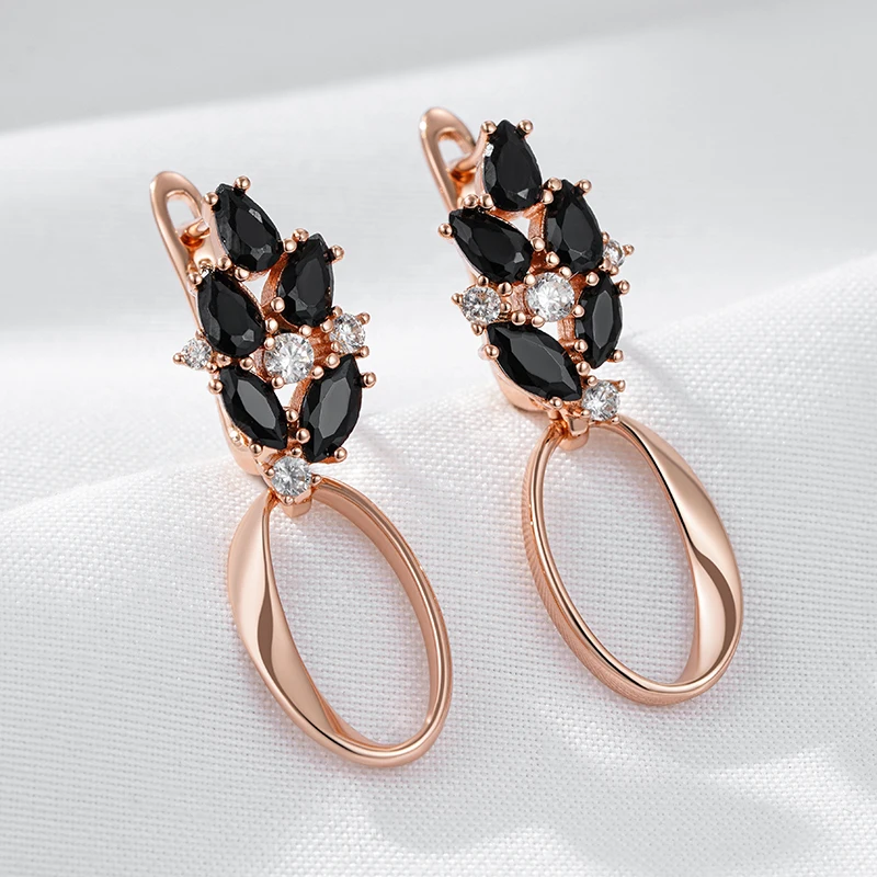 Rose Gold Color Glossy Hollow Geometric Drop Earring - Image 5