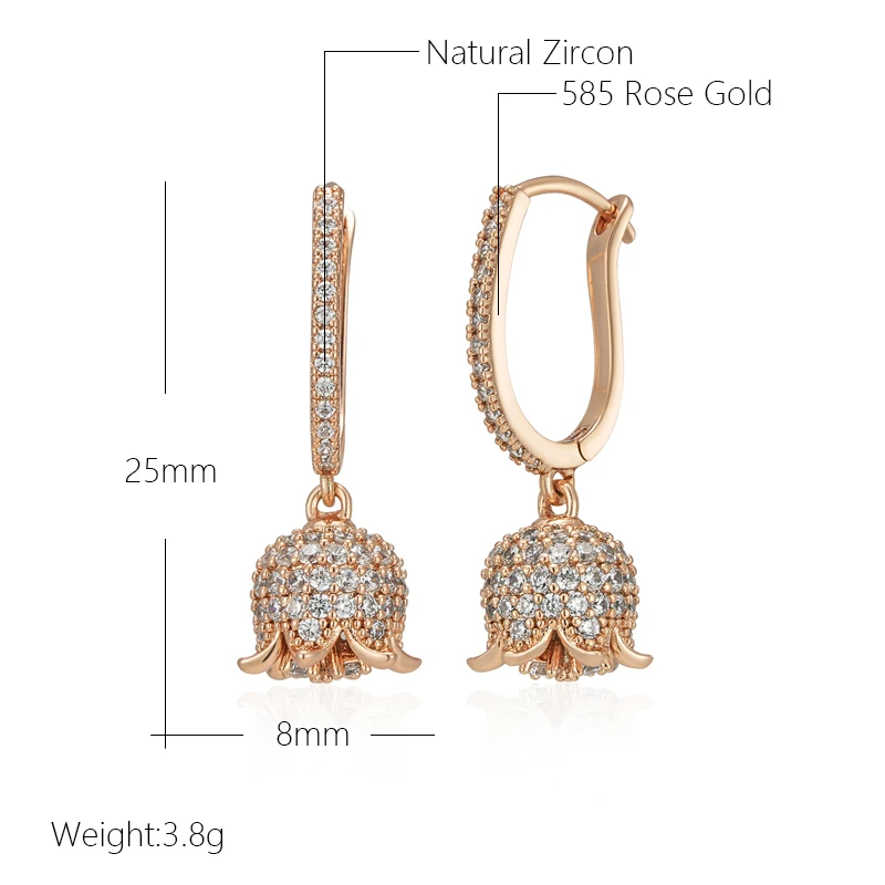 Shiny Natural Zircon Long Drop Earring H1600 - Image 2