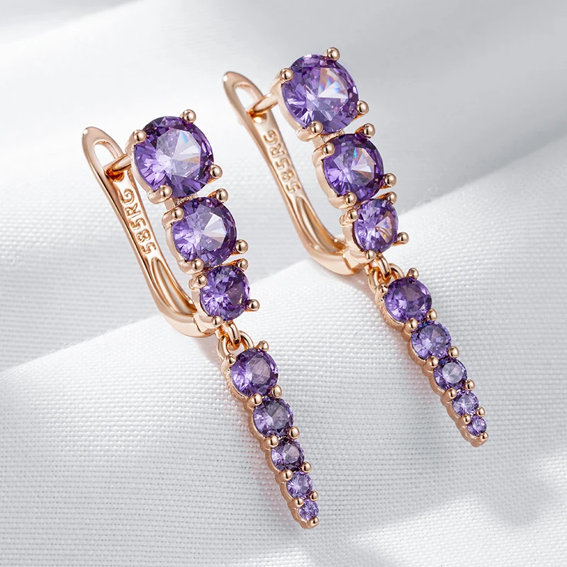 Purple Natural Zircon Drop Earrings - Image 5