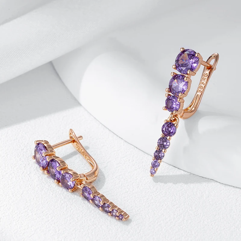 Purple Natural Zircon Drop Earrings - Image 4