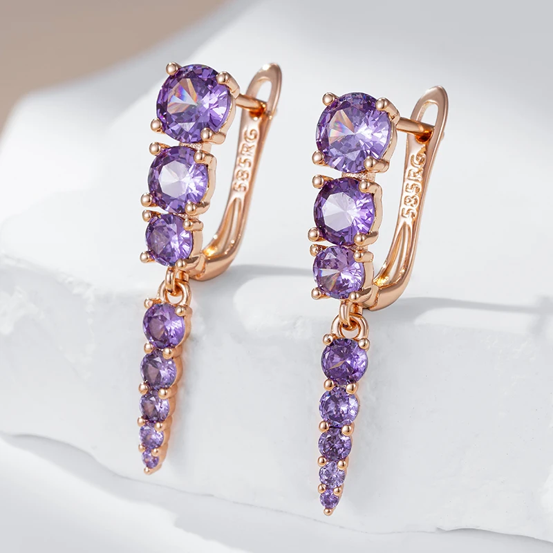 Purple Natural Zircon Drop Earrings - Image 3